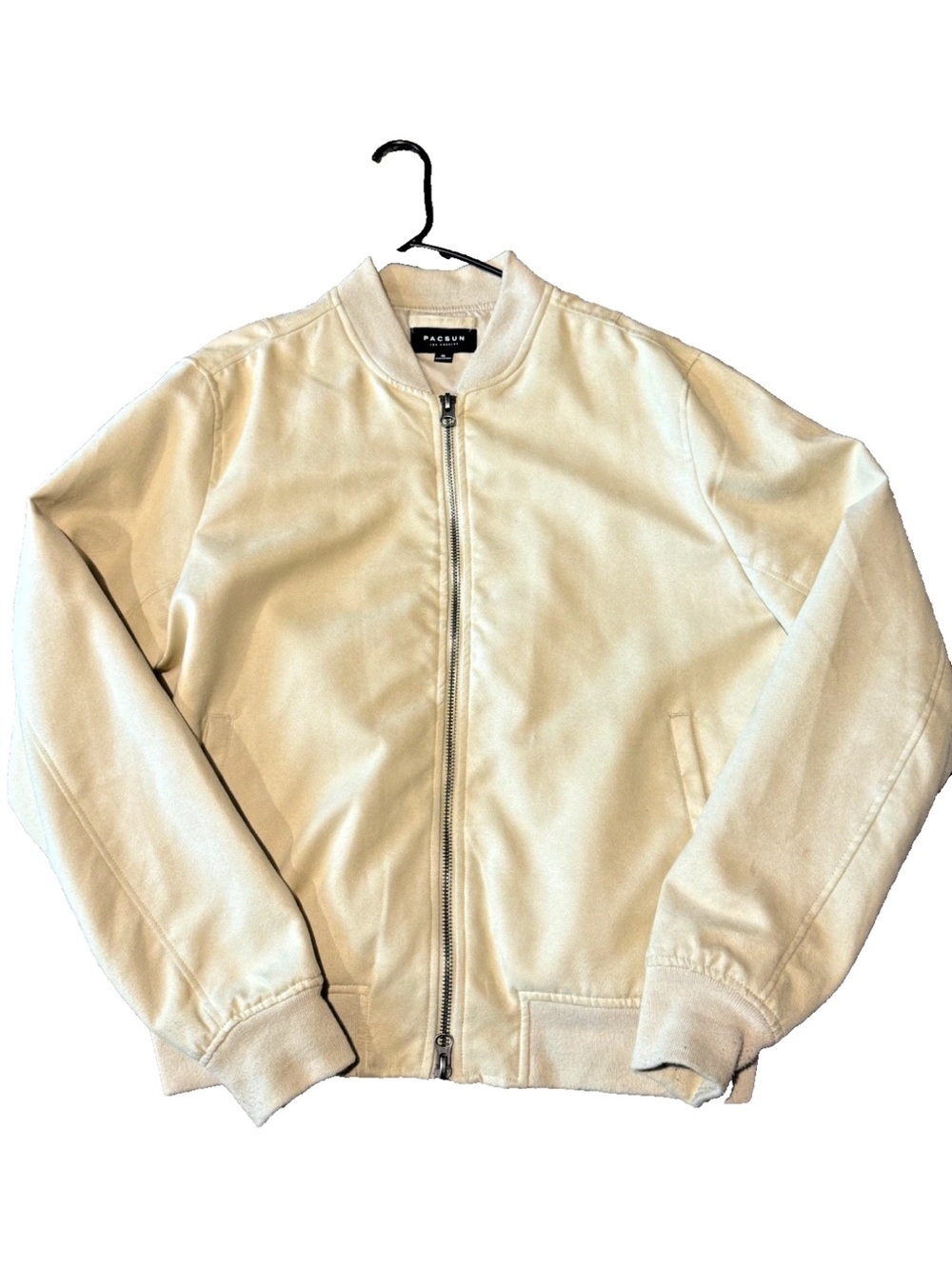 PacSun Los Angeles Cream Faux Suede Bomber Jacket Size XL